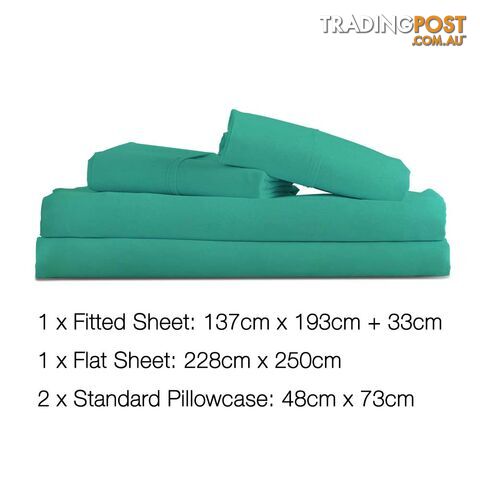 4 Piece Microfibre Sheet Set Double_ÑÐ Aqua