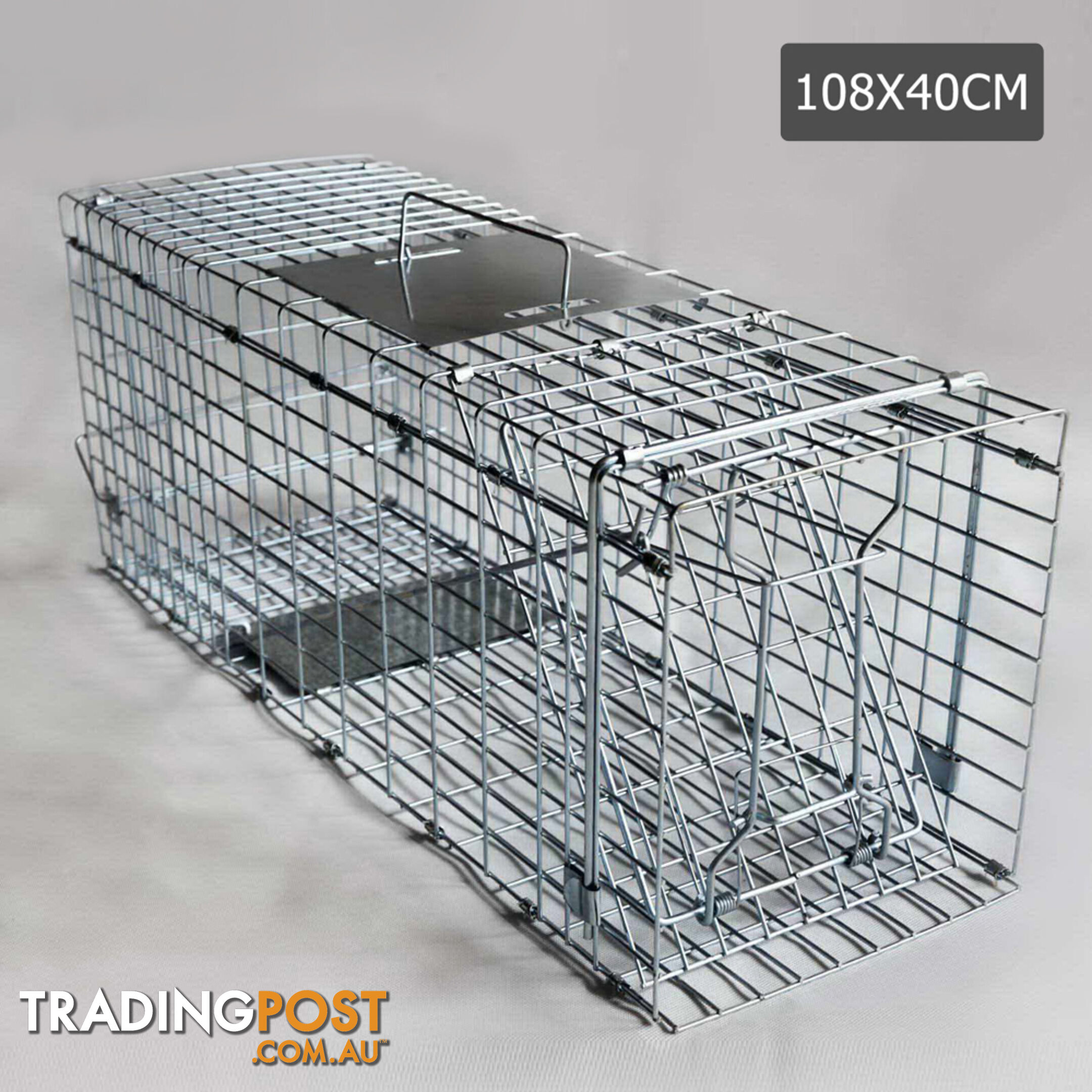 Humane Animal Trap Cage 108 x 40 x 45cm Silver