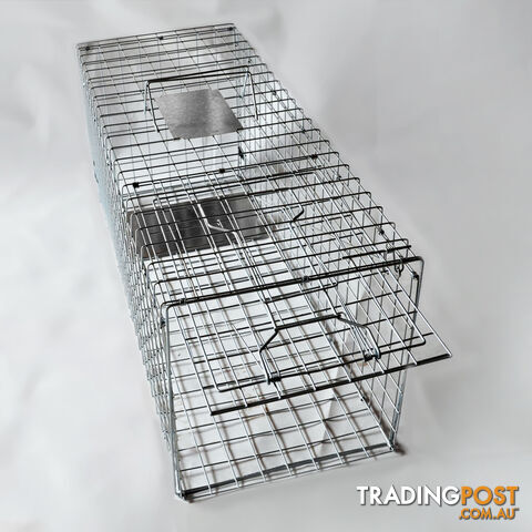 Humane Animal Trap Cage 108 x 40 x 45cm Silver