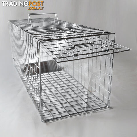 Humane Animal Trap Cage 108 x 40 x 45cm Silver