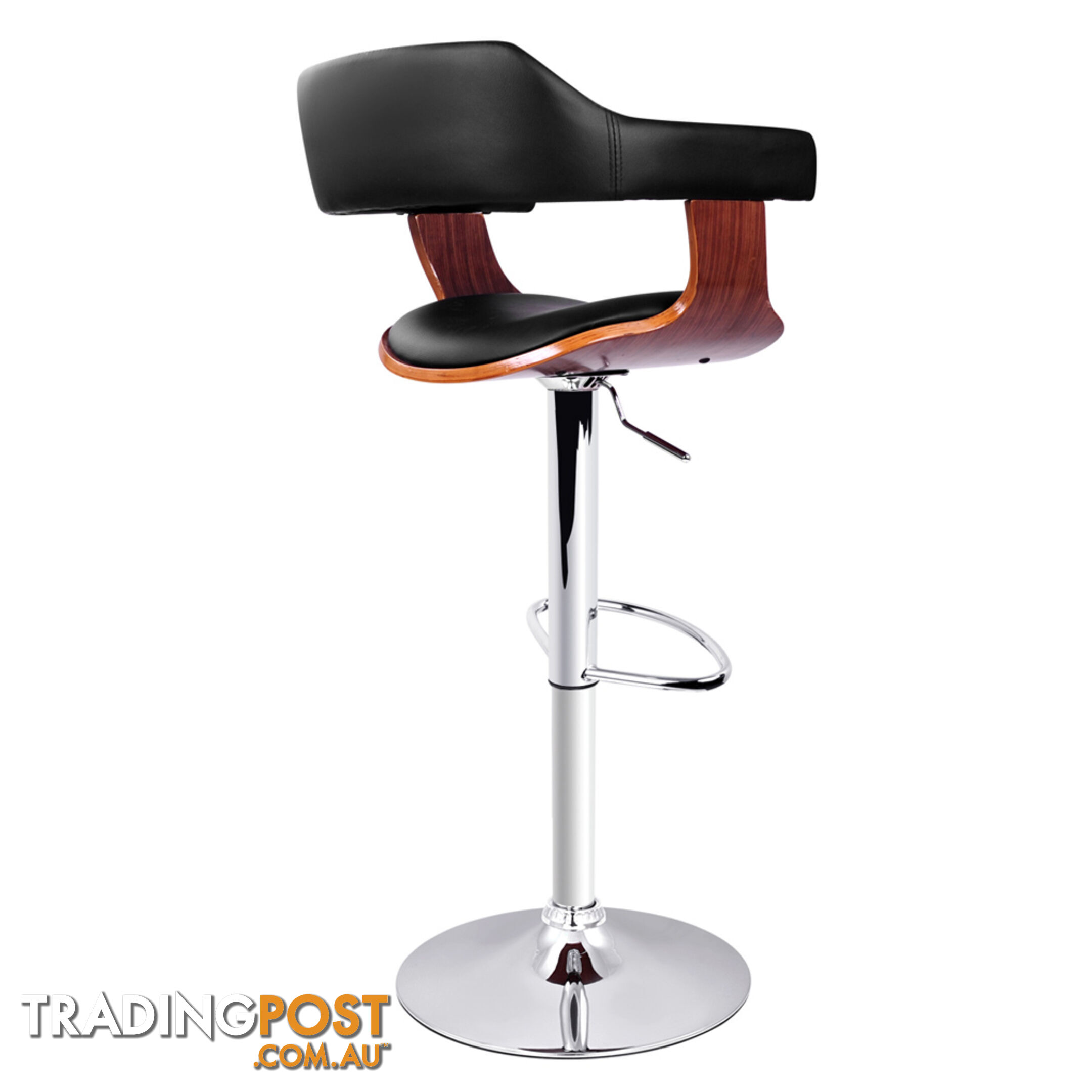 PU Leather Wooden Kitchen Bar Stool Black