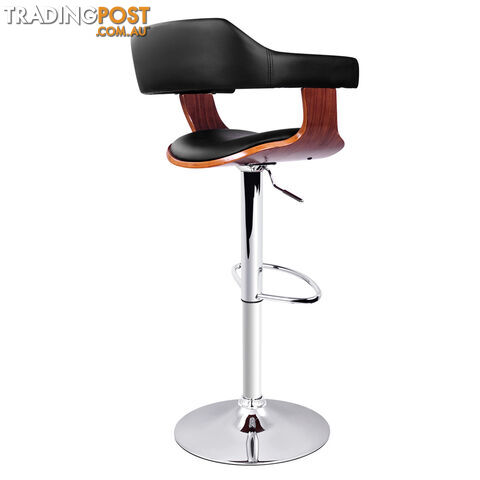 PU Leather Wooden Kitchen Bar Stool Black