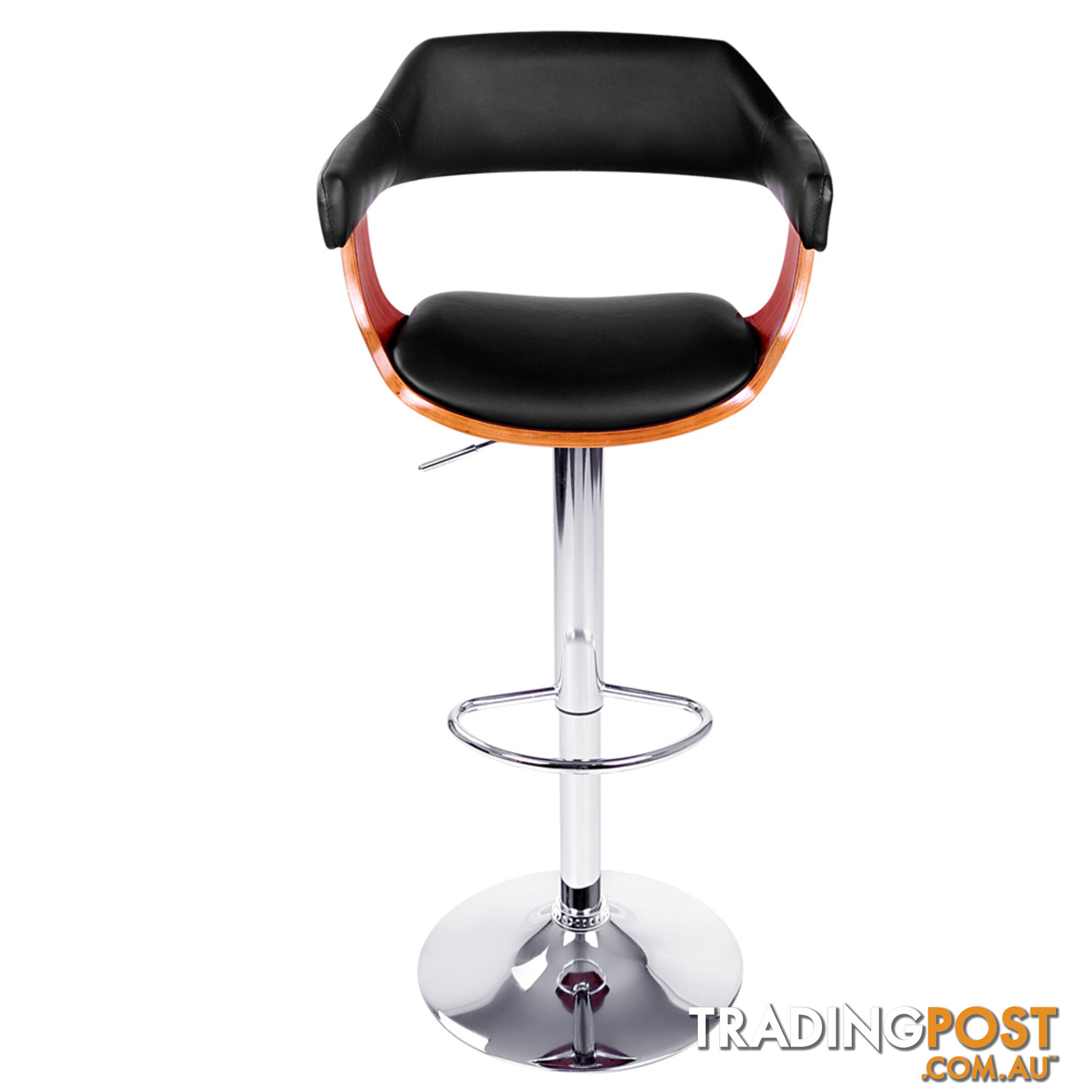 PU Leather Wooden Kitchen Bar Stool Black