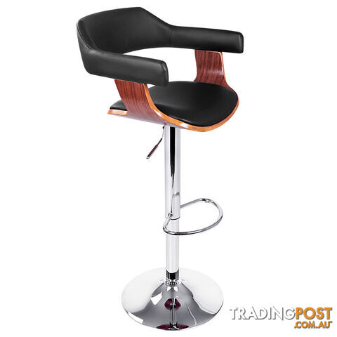 PU Leather Wooden Kitchen Bar Stool Black