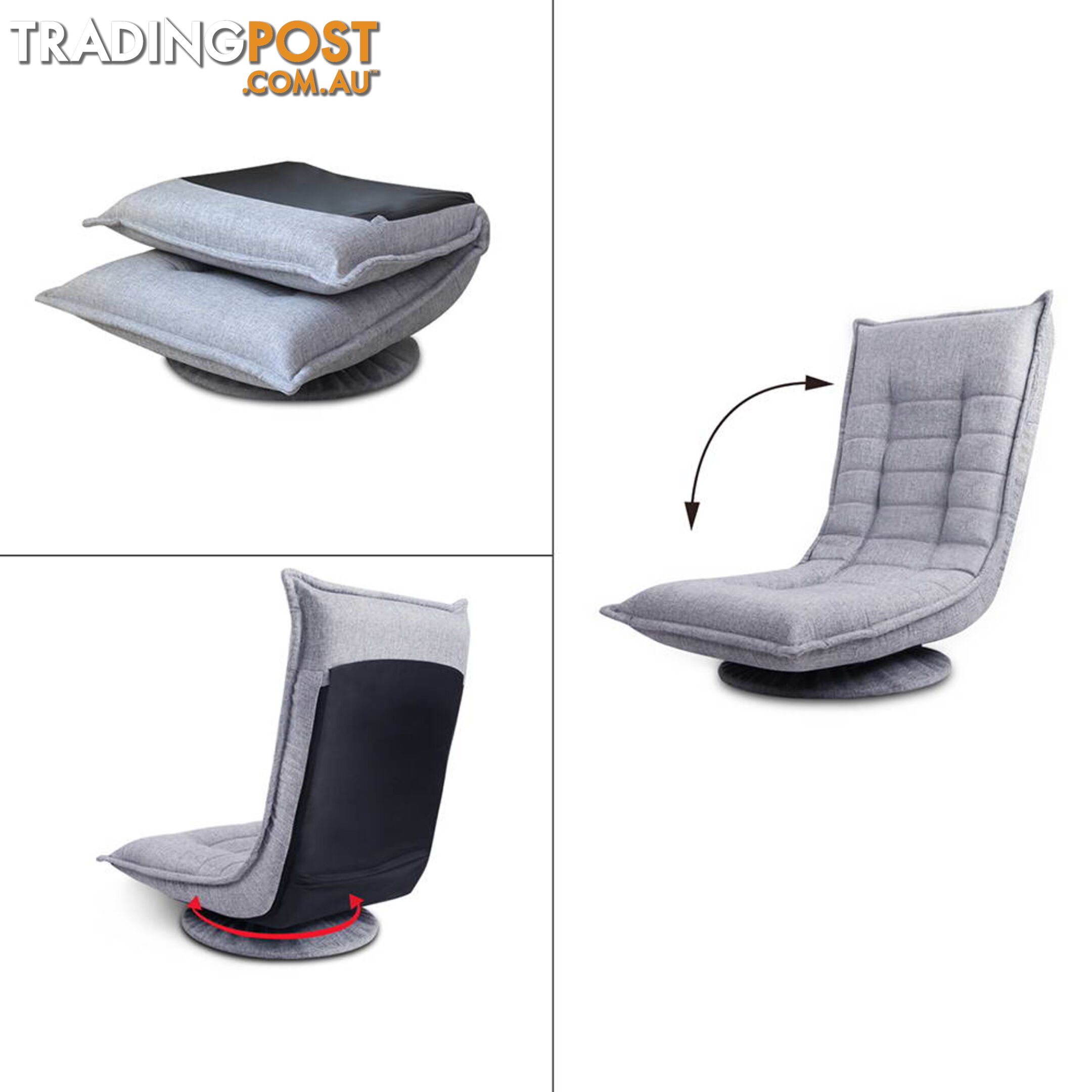 Swivel Foldable Floor Chair - Grey