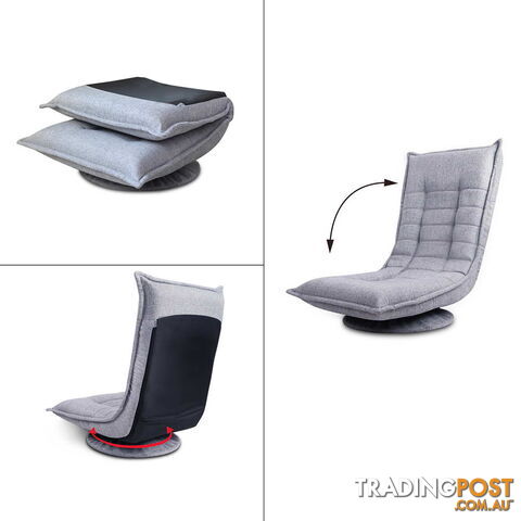 Swivel Foldable Floor Chair - Grey