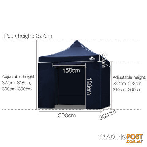 3x3 Pop Up Gazebo Hut with Sandbags Navy