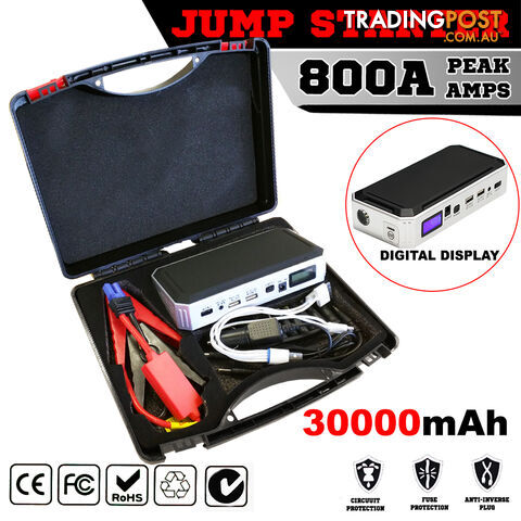 Portable Emergency Jump Starter 30000mAh Backup Power Bank Car Charger 12V 800A