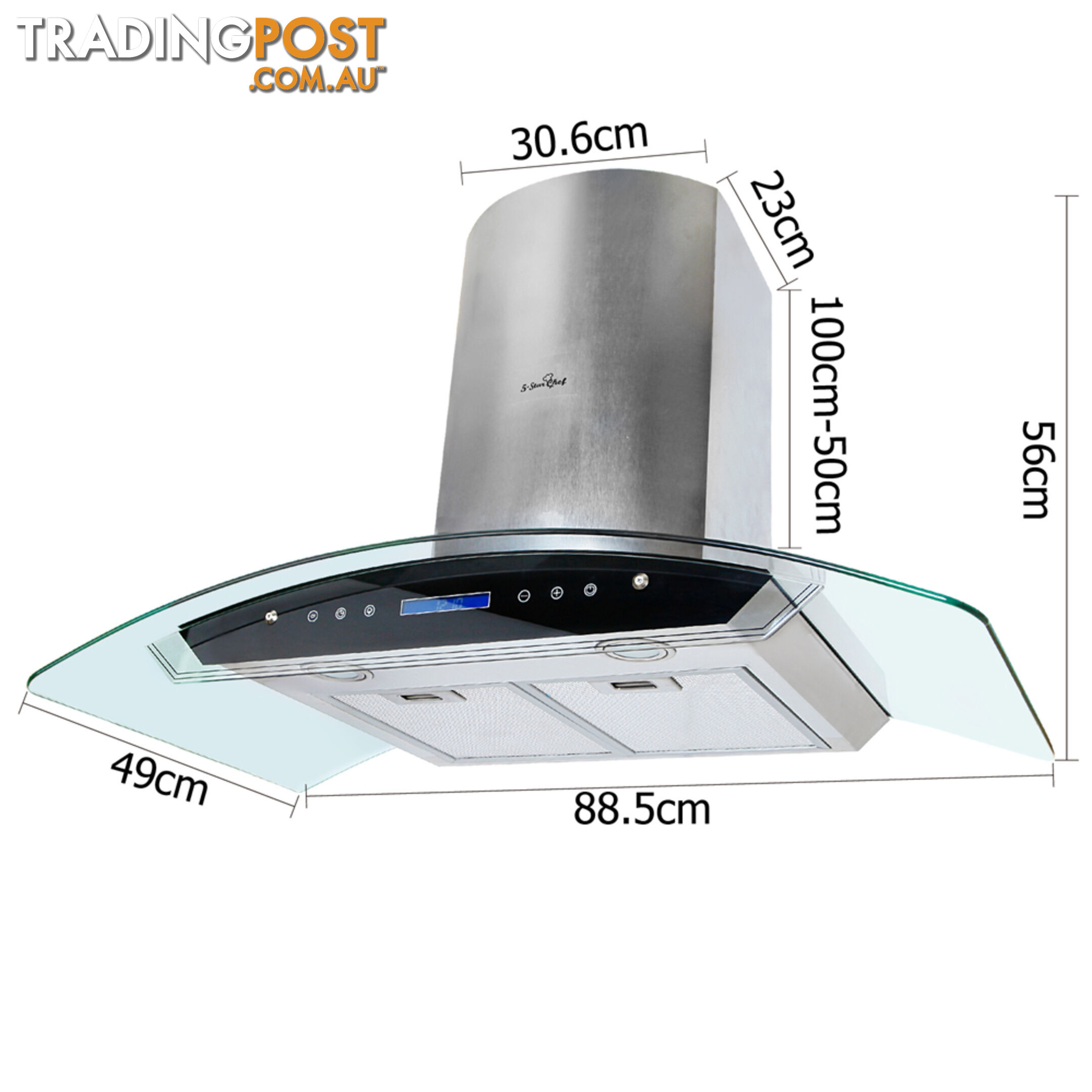 5 Star Chef 3 Fan Speed Rangehood 90cm