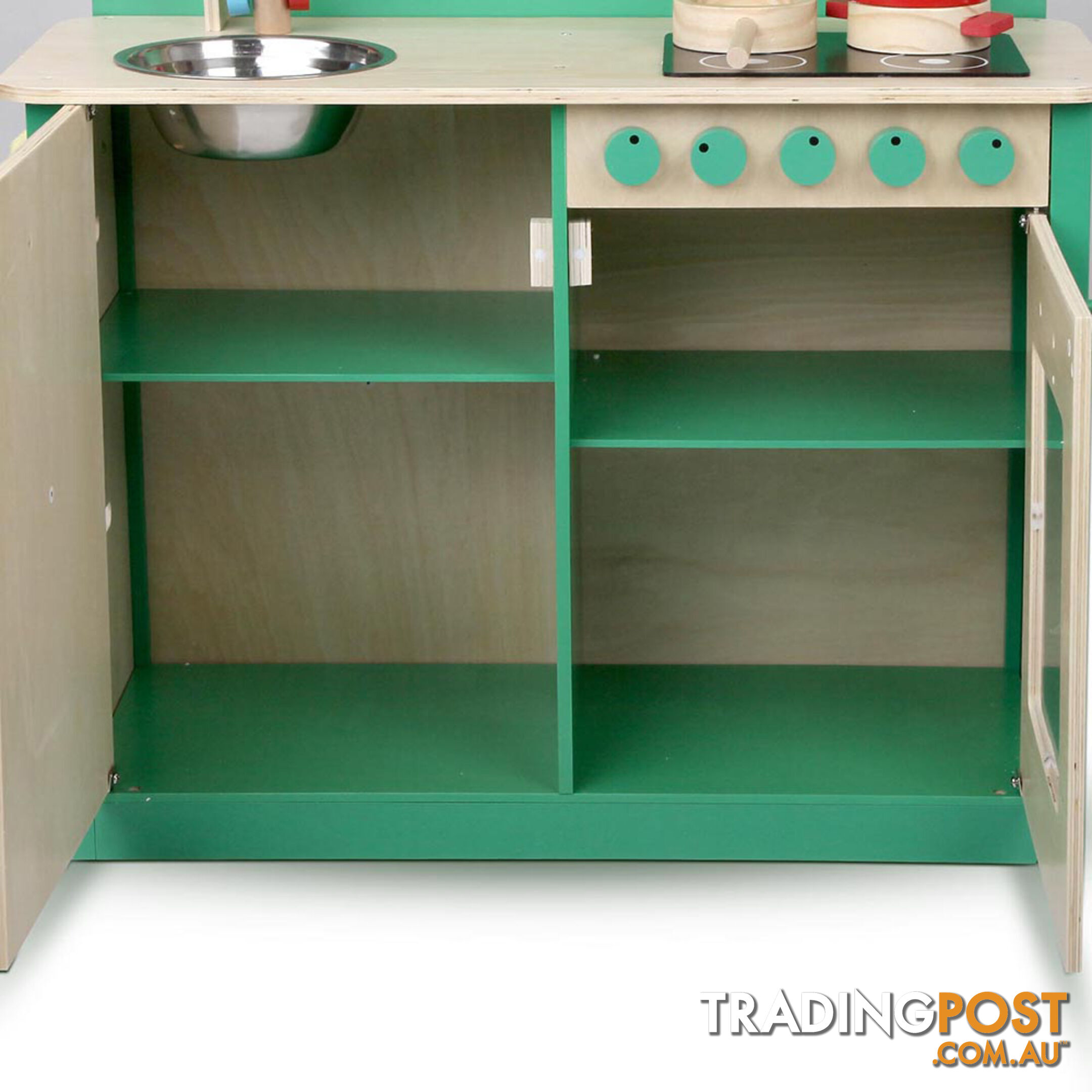 Kids Wooden Play Set Kitchen 8 Piece - Green