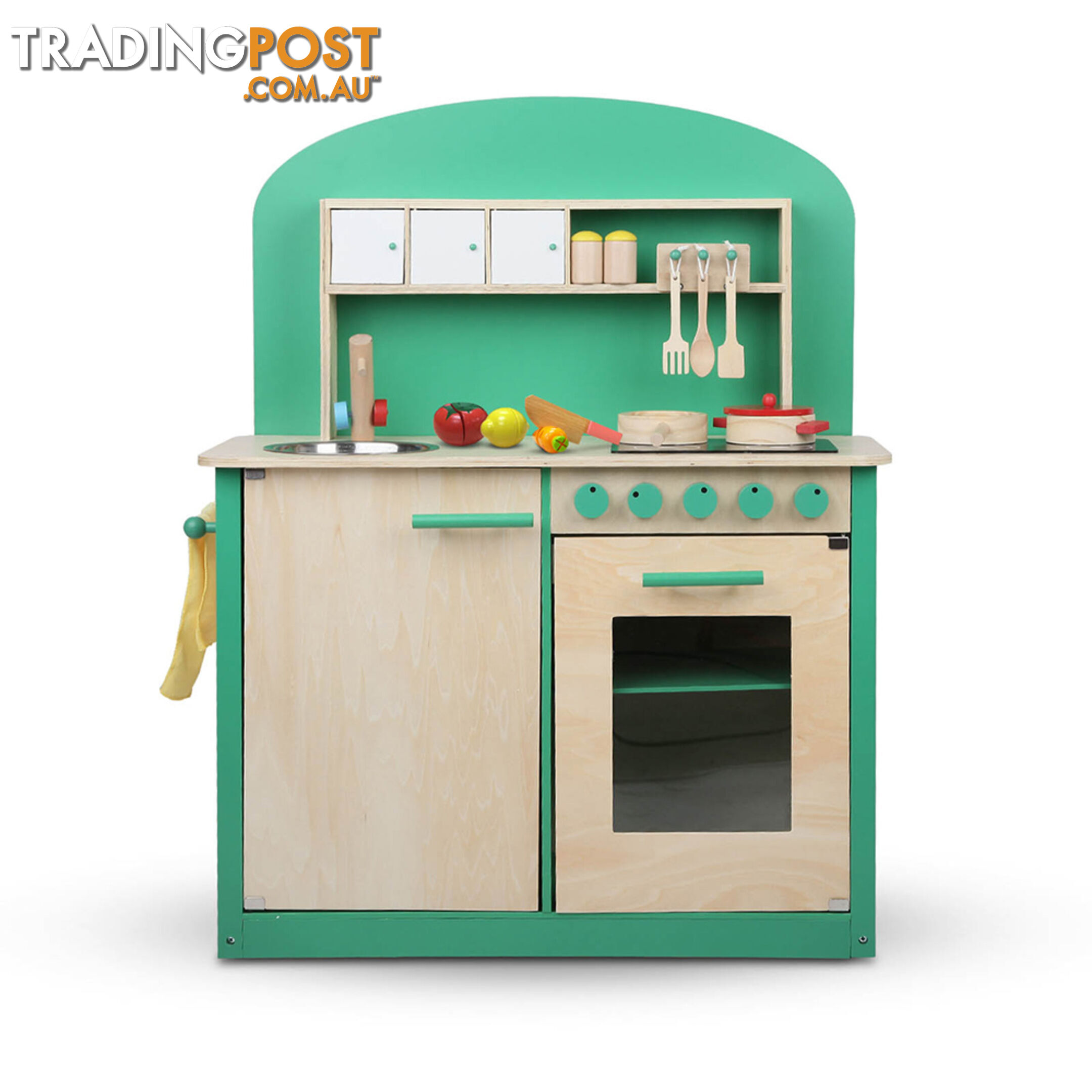 Kids Wooden Play Set Kitchen 8 Piece - Green