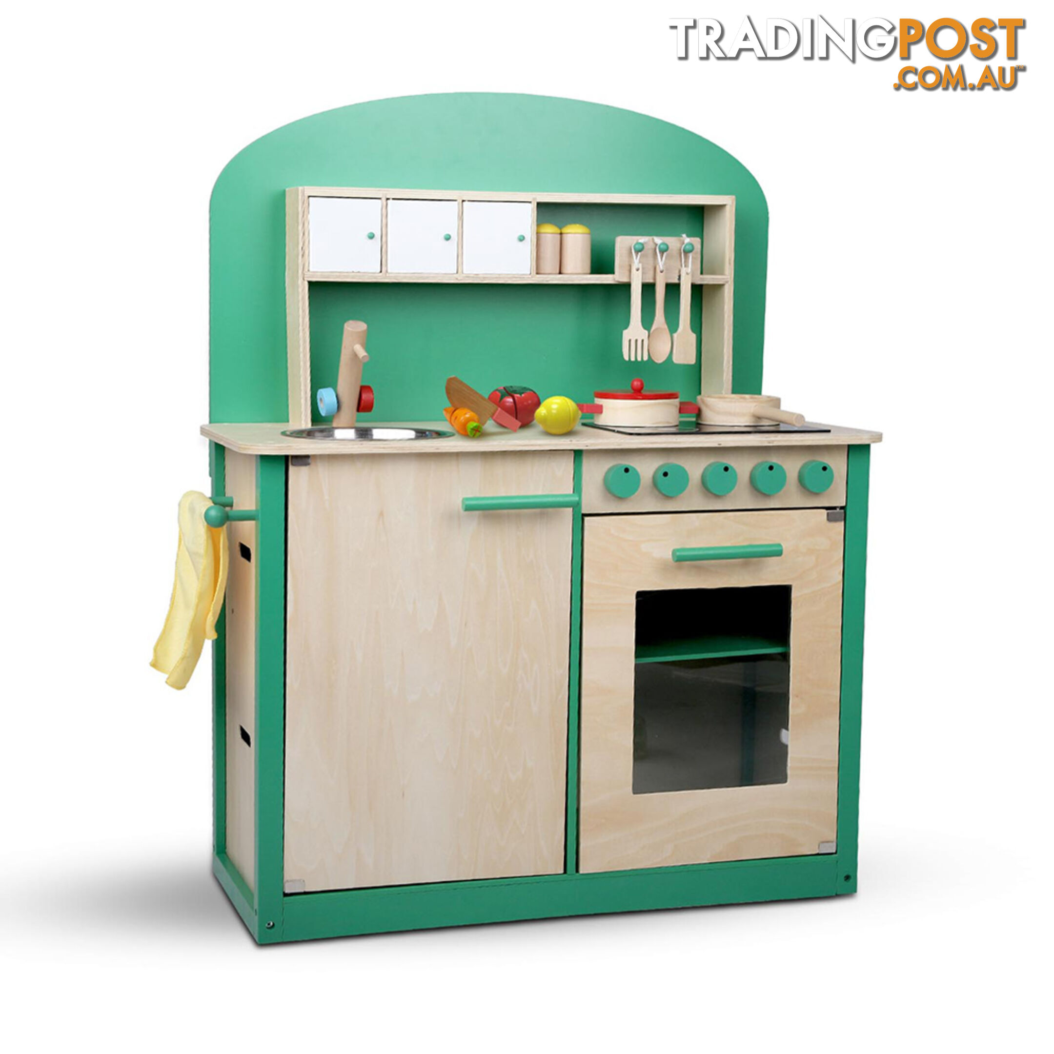 Kids Wooden Play Set Kitchen 8 Piece - Green