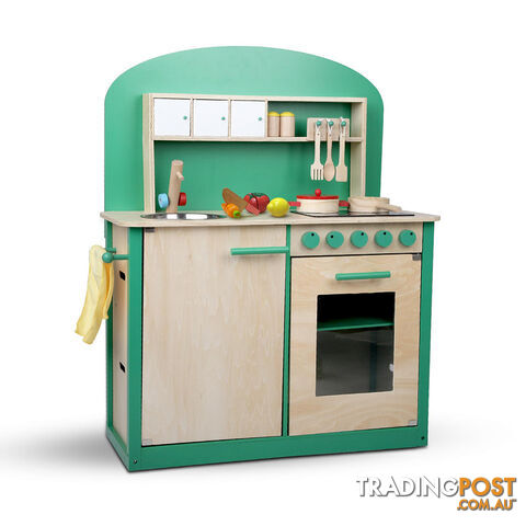 Kids Wooden Play Set Kitchen 8 Piece - Green