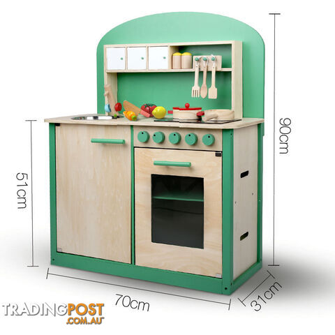 Kids Wooden Play Set Kitchen 8 Piece - Green