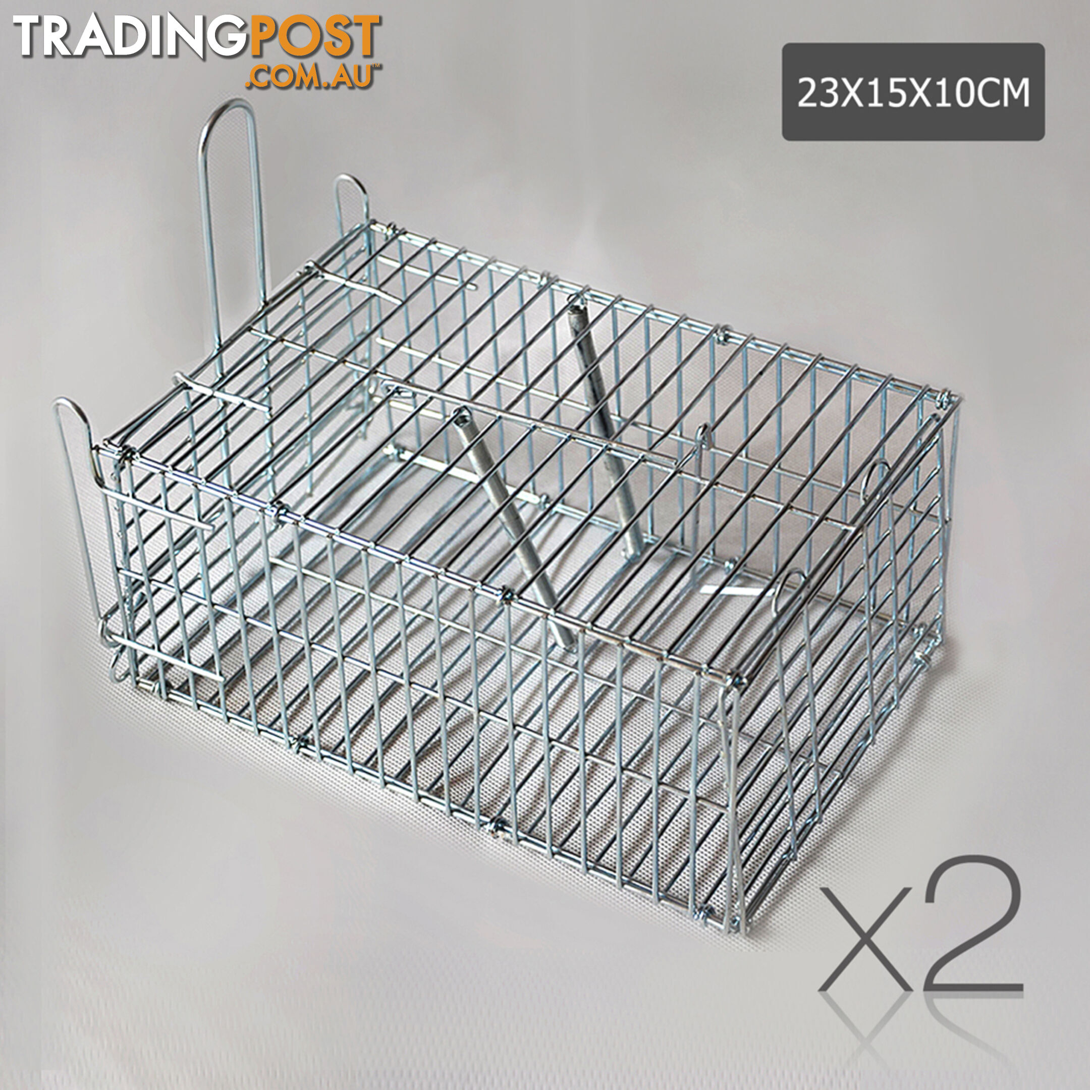 Set of 2 Humane Animal Trap Cage 23 x 15 x 10cm Silver