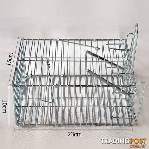 Set of 2 Humane Animal Trap Cage 23 x 15 x 10cm Silver