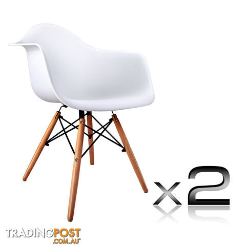 Set of 2 Replica Eames Cafe Chairs Beech White