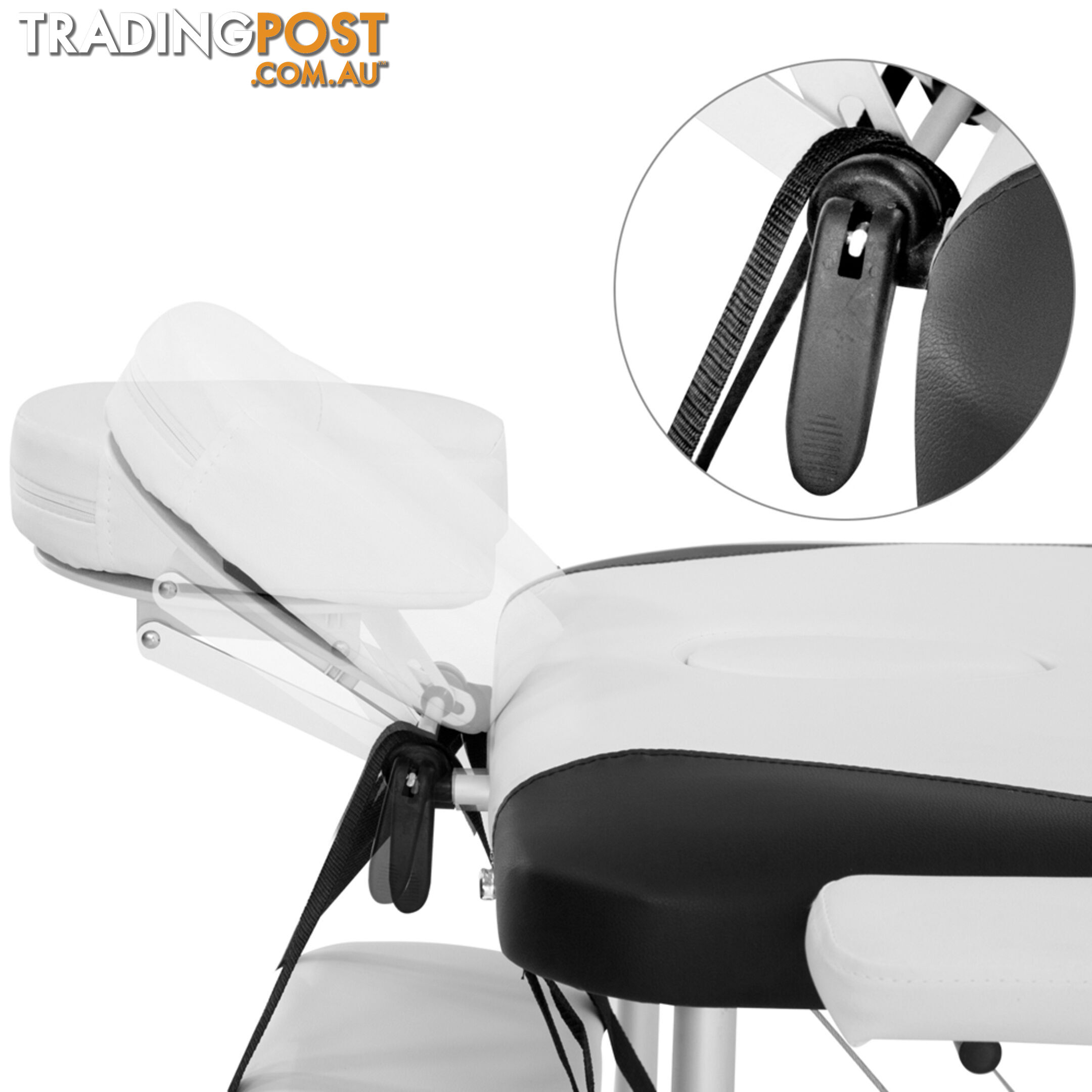 Portable Aluminium 3 Fold Massage Table Chair Bed Black White 75cm