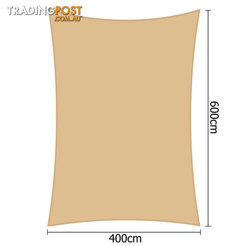 Heavy Duty Rectangle Shade Sail Canopy 4 x 6m Sand Beige