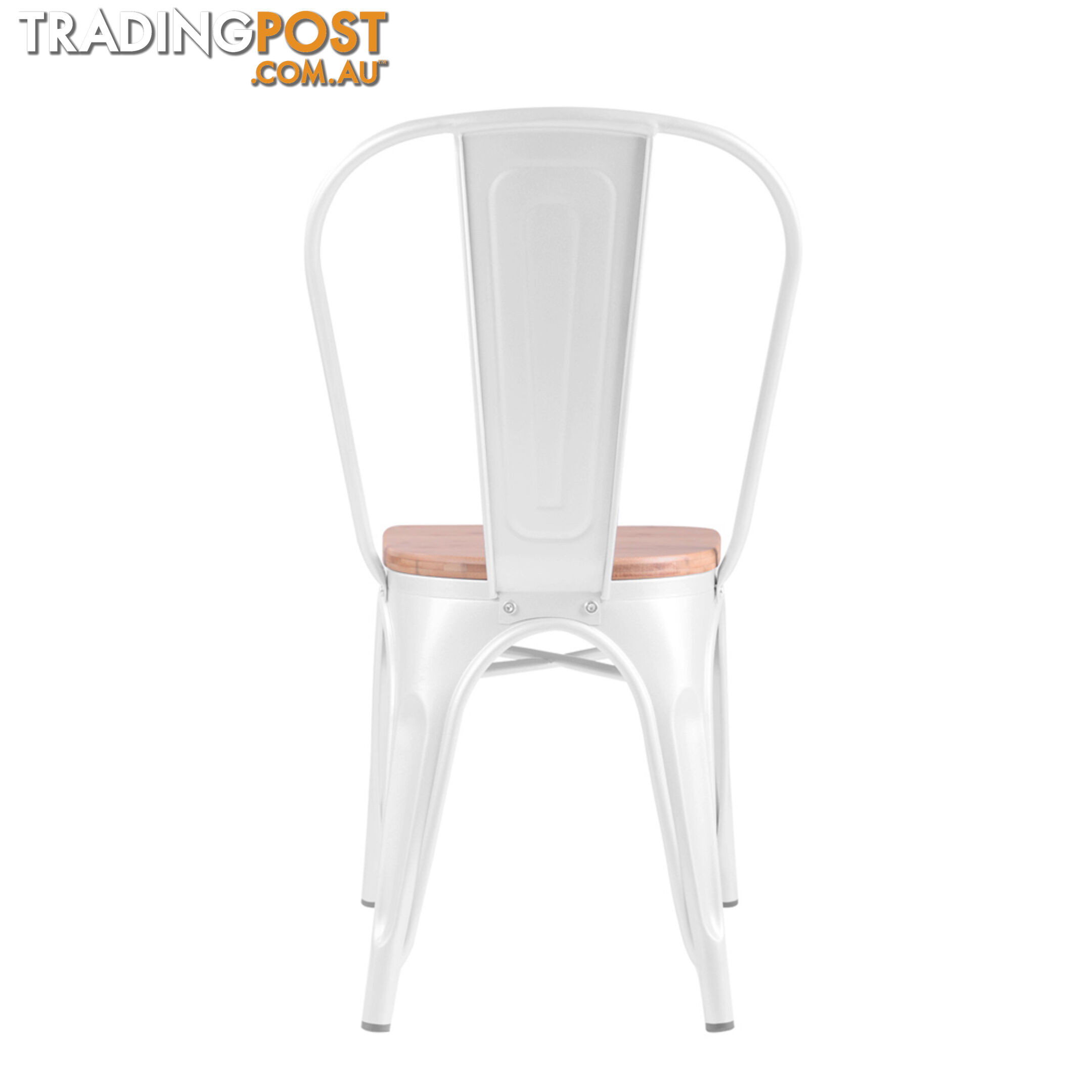 Set of 2 Replica Tolix Dining Metal Chair Bamboo Seat Gloss White