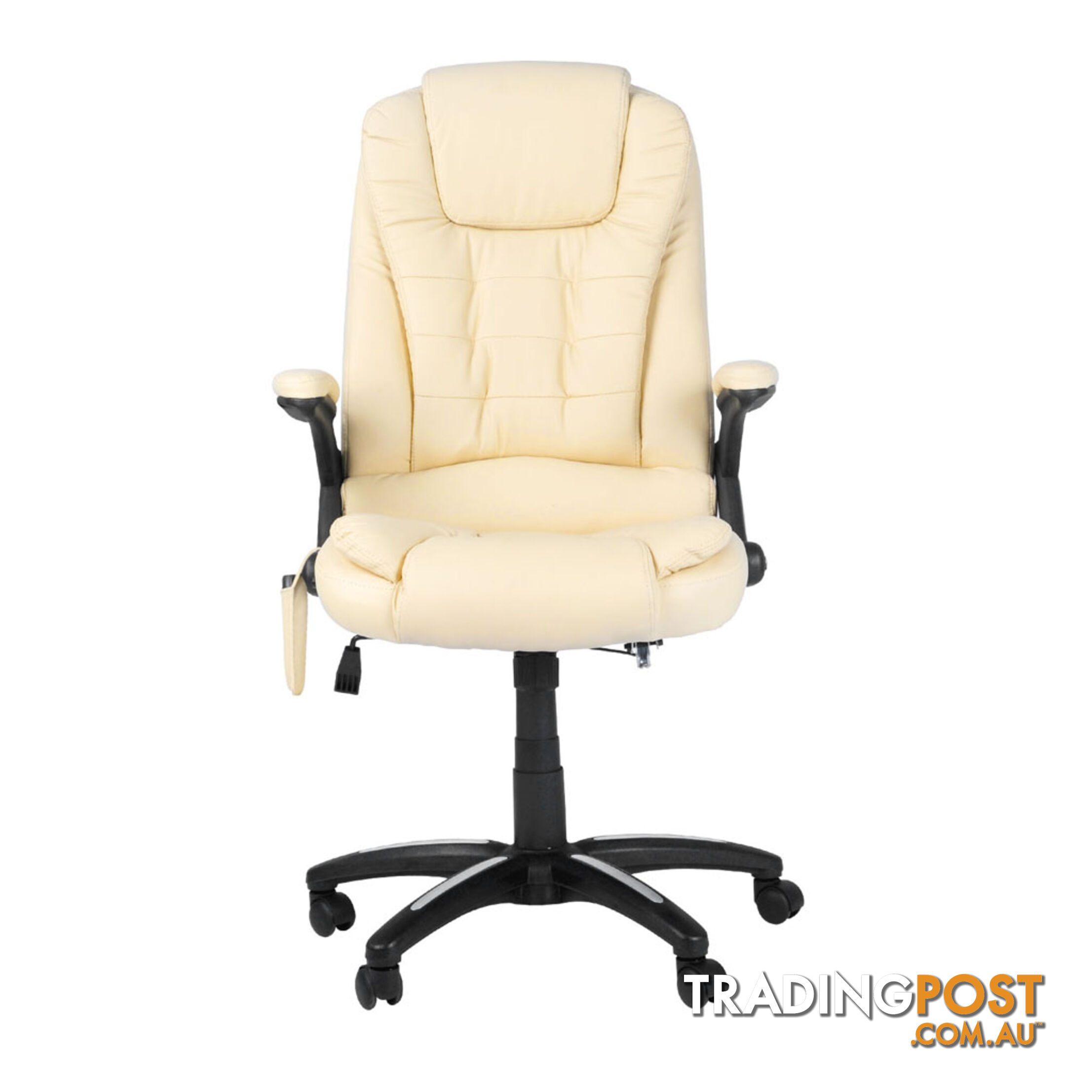 8 Point Massage Executive PU Leather Office Computer Chair Beige