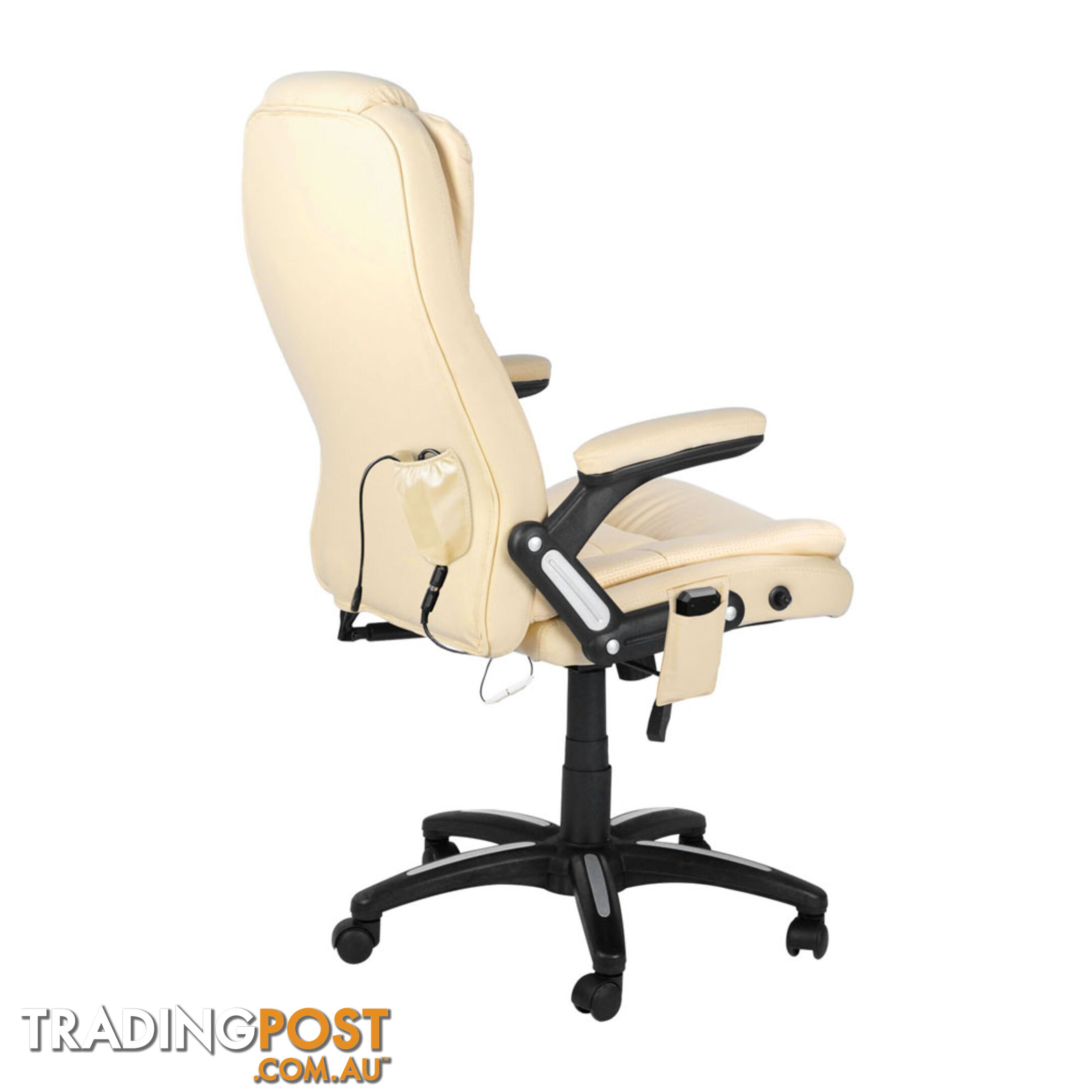 8 Point Massage Executive PU Leather Office Computer Chair Beige