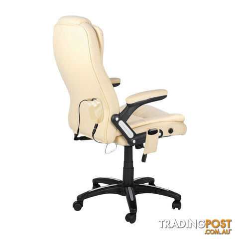 8 Point Massage Executive PU Leather Office Computer Chair Beige