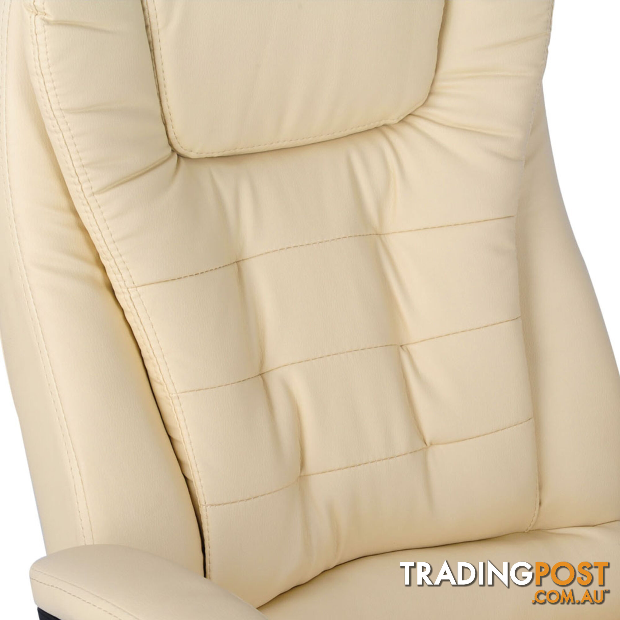 8 Point Massage Executive PU Leather Office Computer Chair Beige