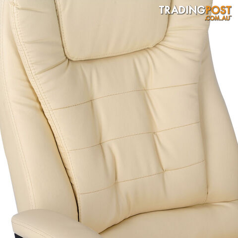 8 Point Massage Executive PU Leather Office Computer Chair Beige