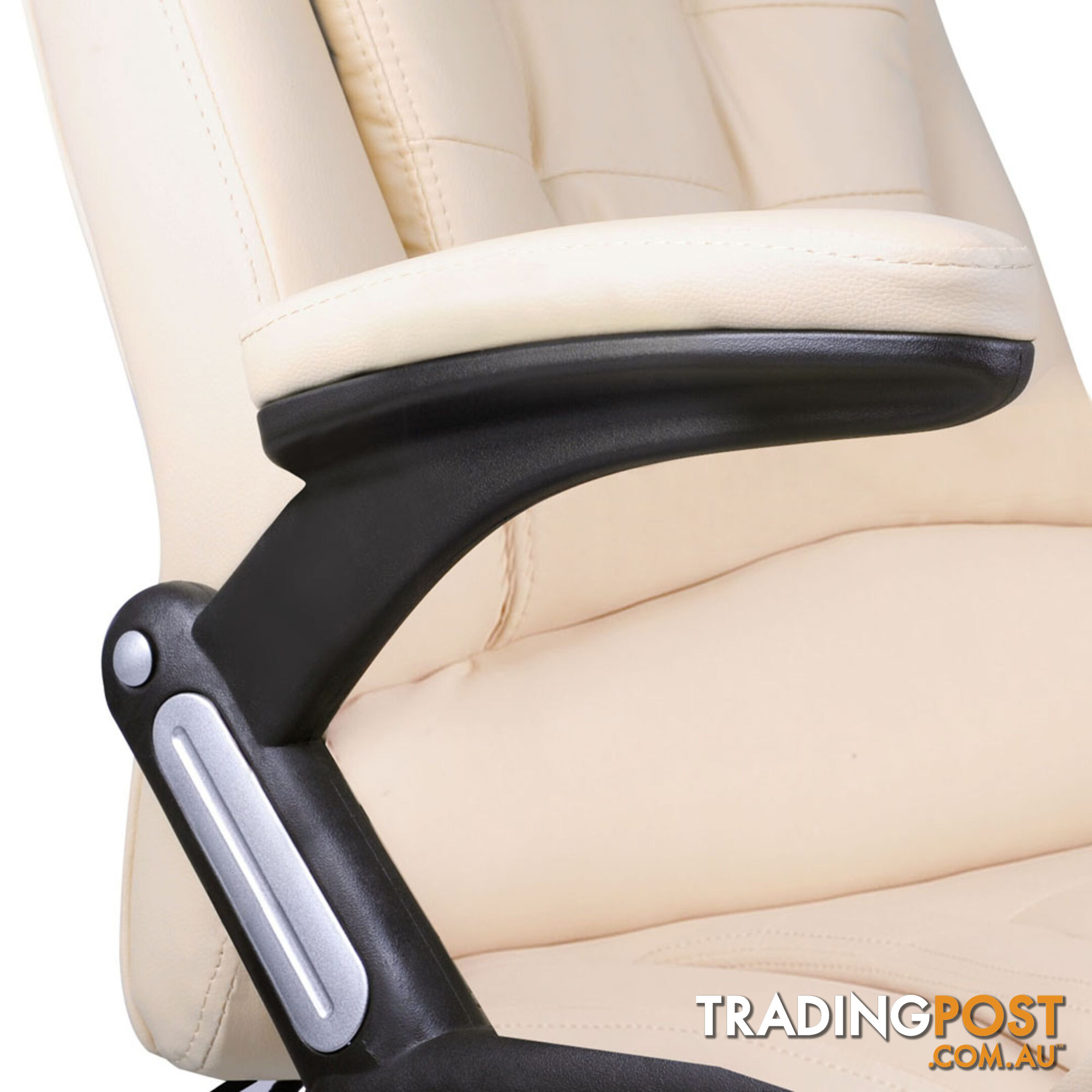 8 Point Massage Executive PU Leather Office Computer Chair Beige