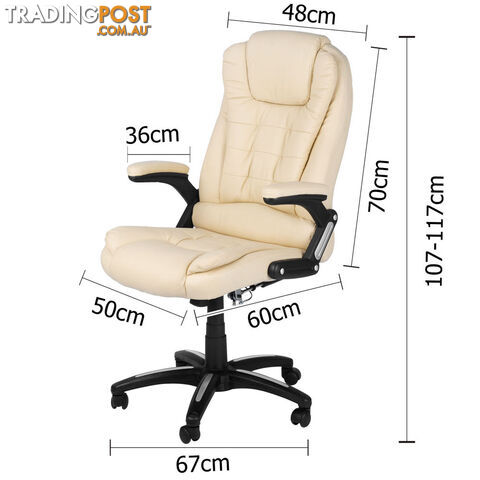 8 Point Massage Executive PU Leather Office Computer Chair Beige