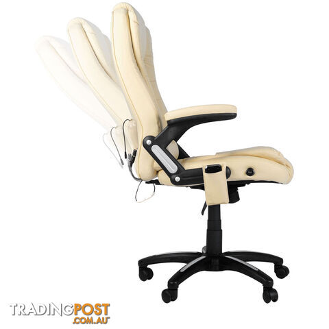 8 Point Massage Executive PU Leather Office Computer Chair Beige