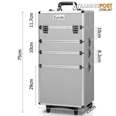 7 in 1 Portable Beauty Make up Cosmetic Trolley Case Silver - photo 2 of 8
