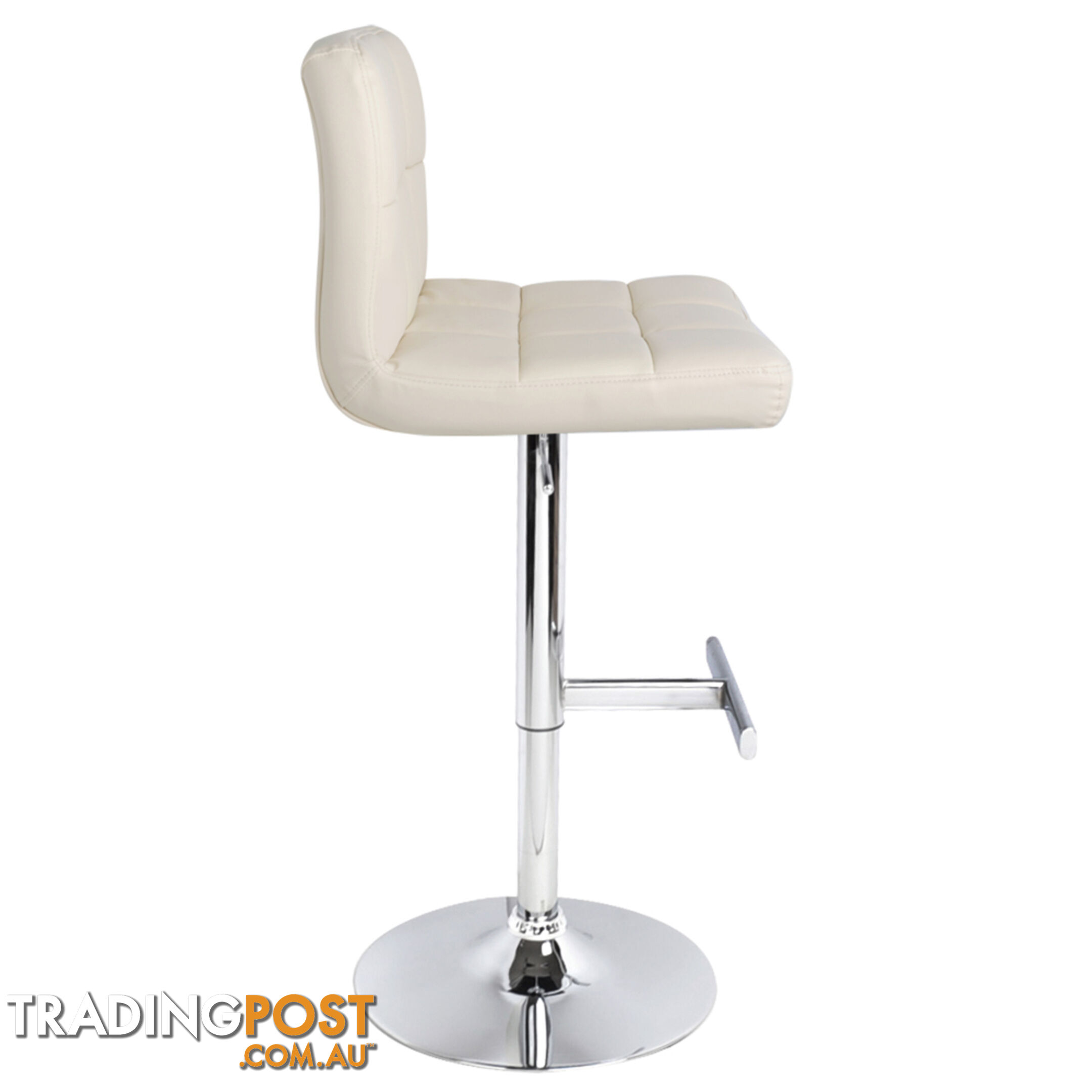 Set of 2 PU Leather Kitchen Bar Stool Beige