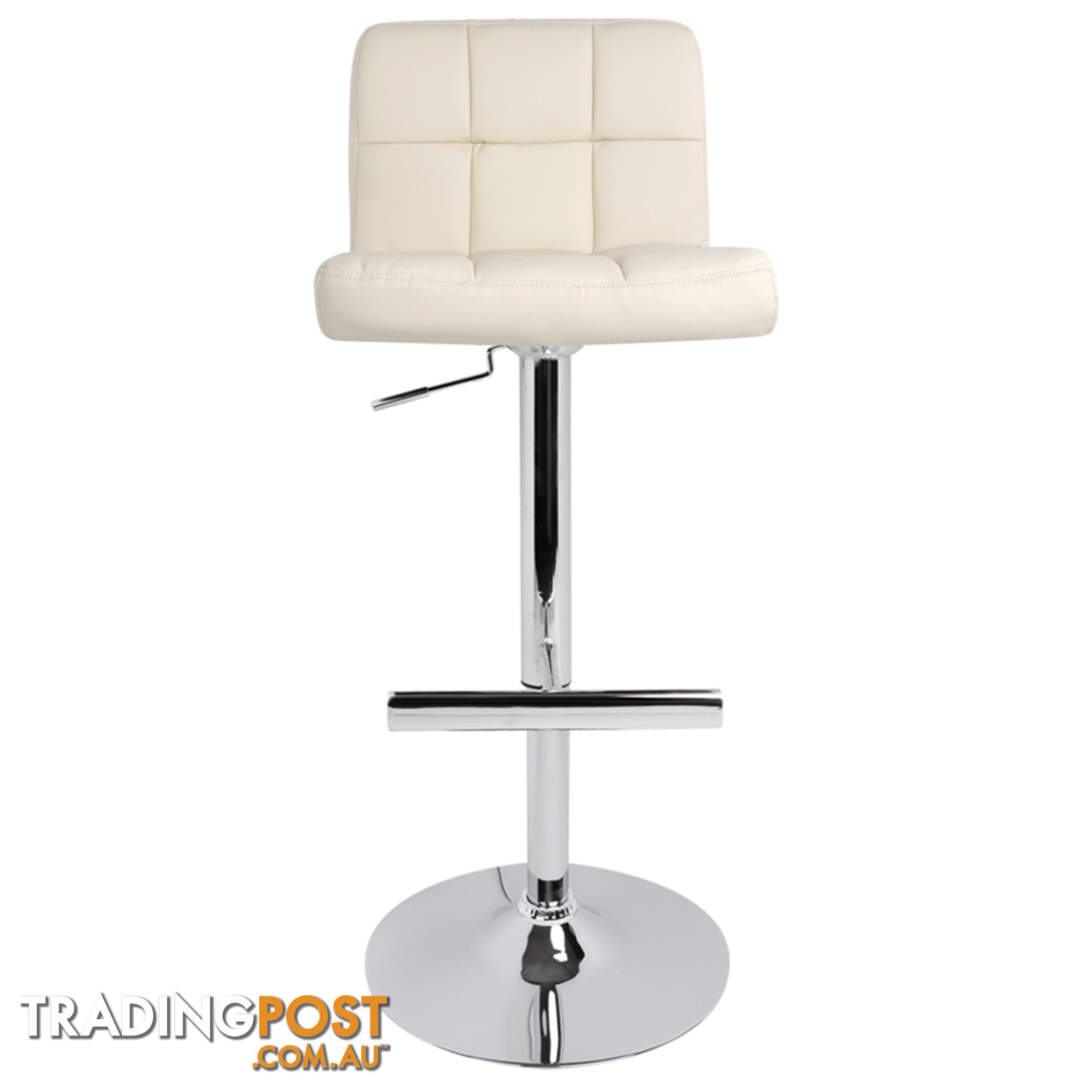 Set of 2 PU Leather Kitchen Bar Stool Beige