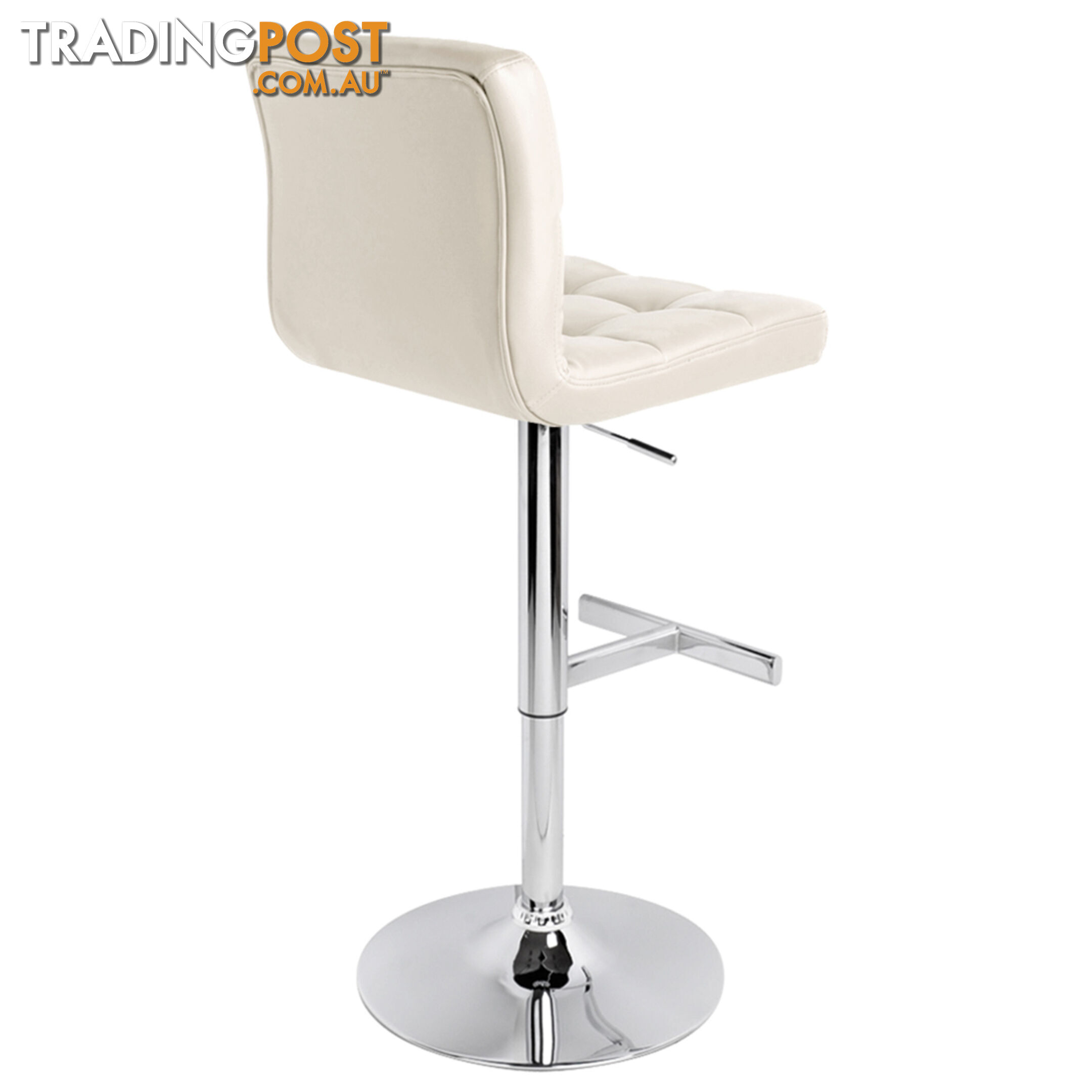 Set of 2 PU Leather Kitchen Bar Stool Beige