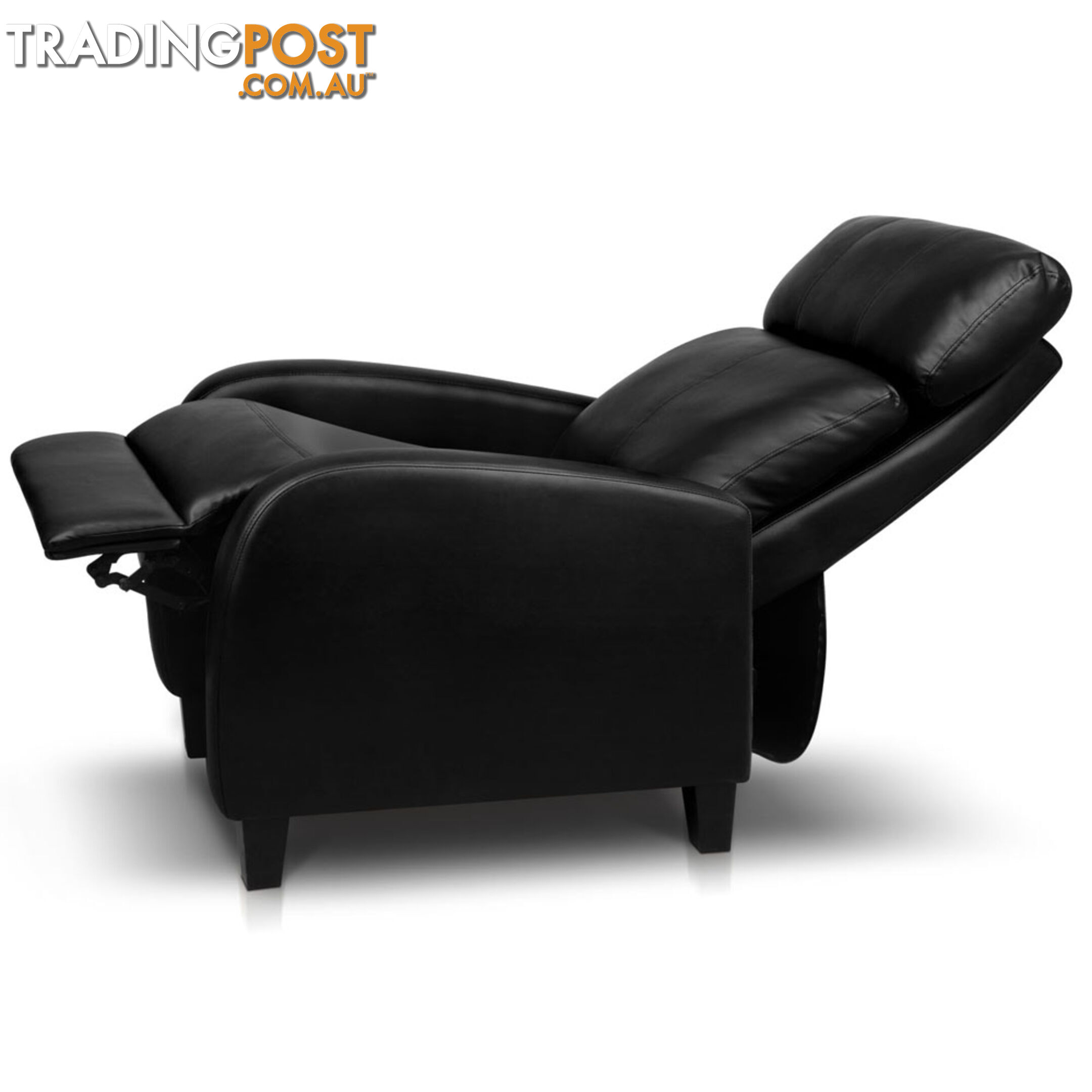 Faux Leather Armchair Recliner - Black