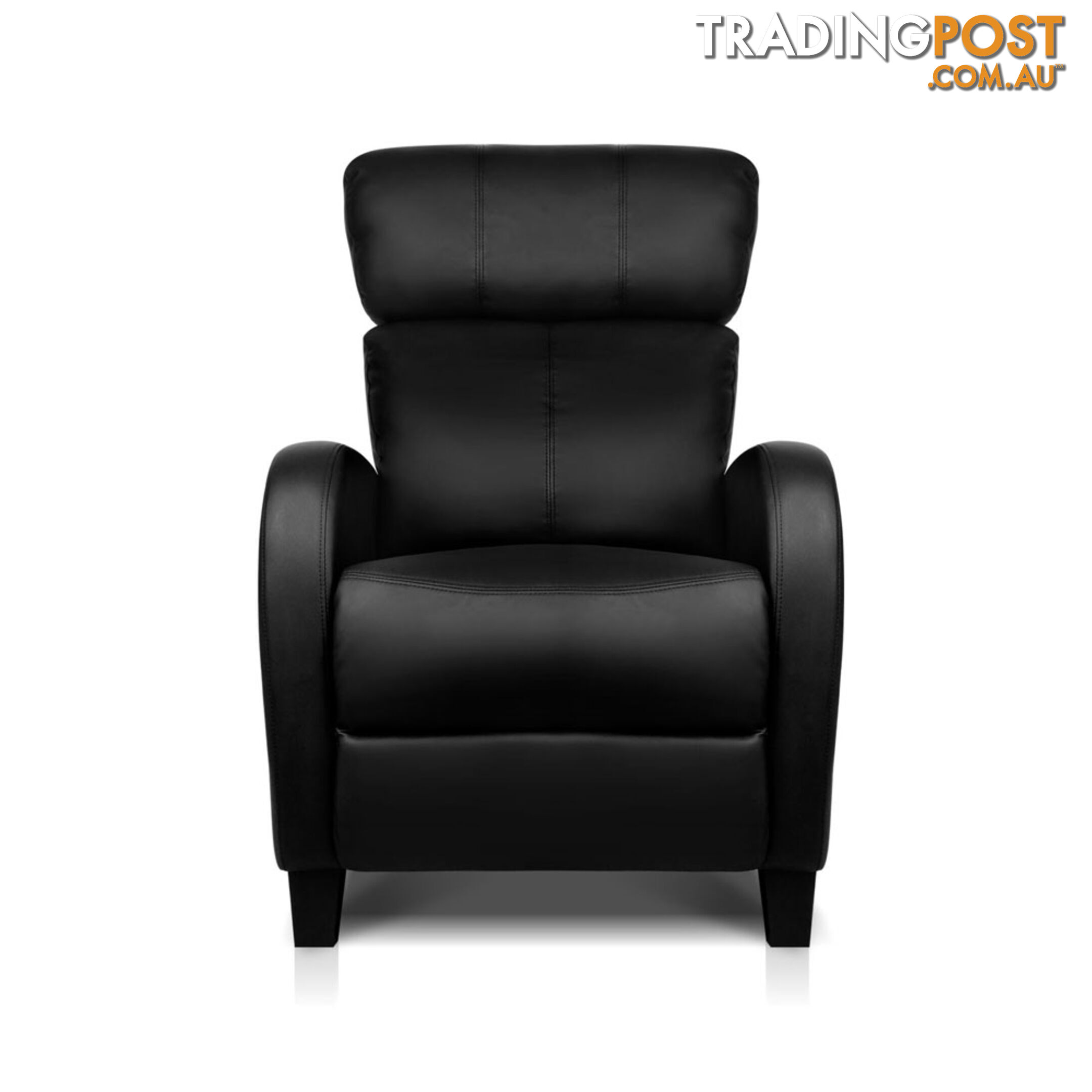 Faux Leather Armchair Recliner - Black