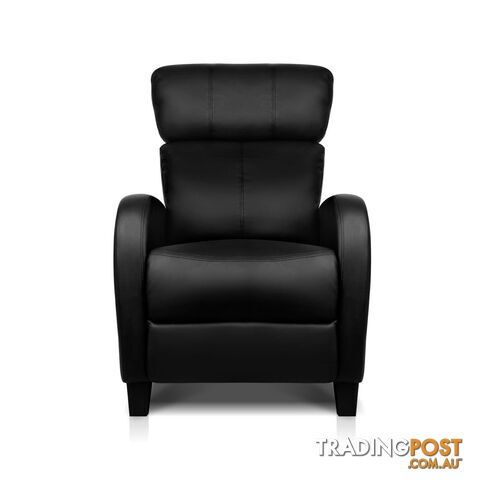 Faux Leather Armchair Recliner - Black