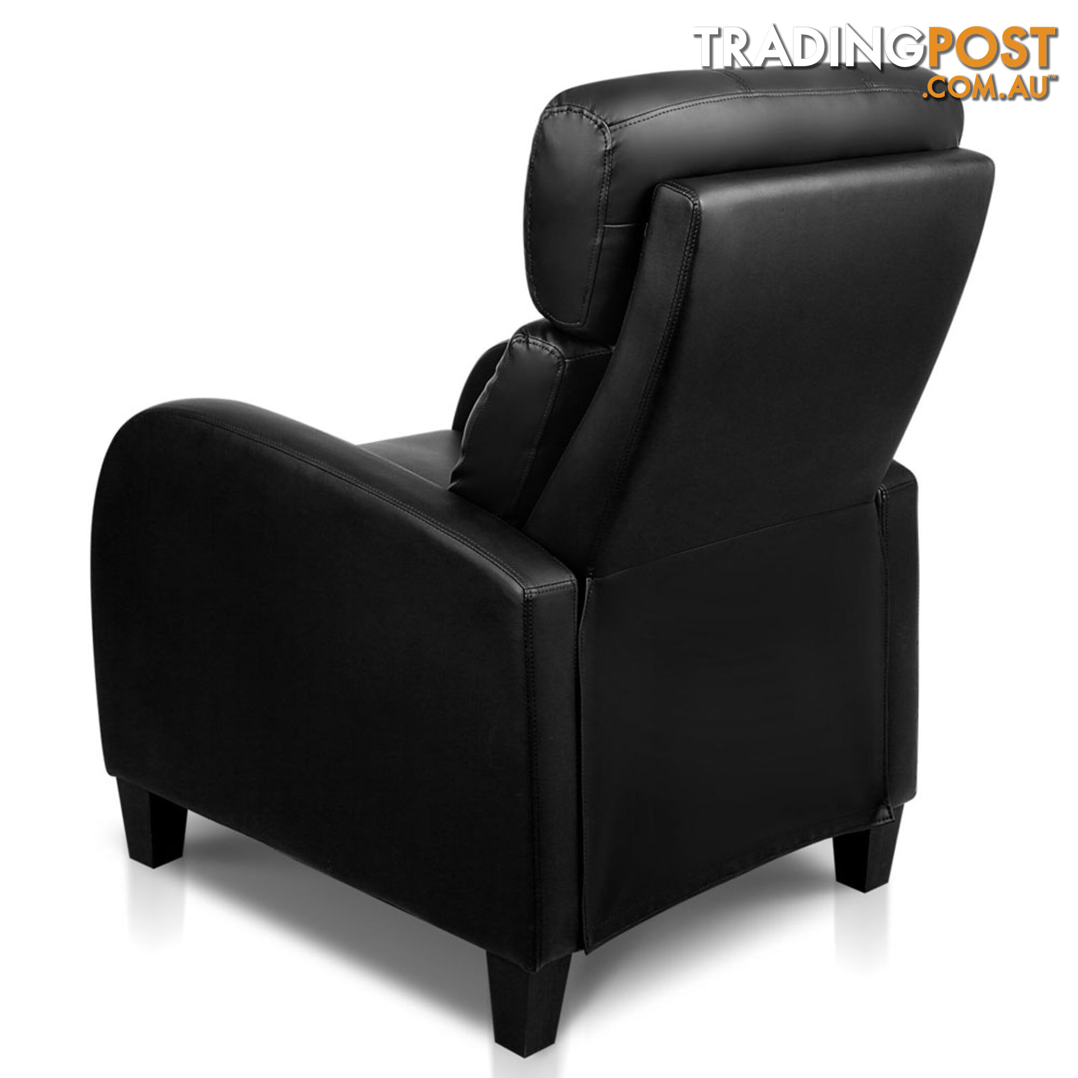 Faux Leather Armchair Recliner - Black