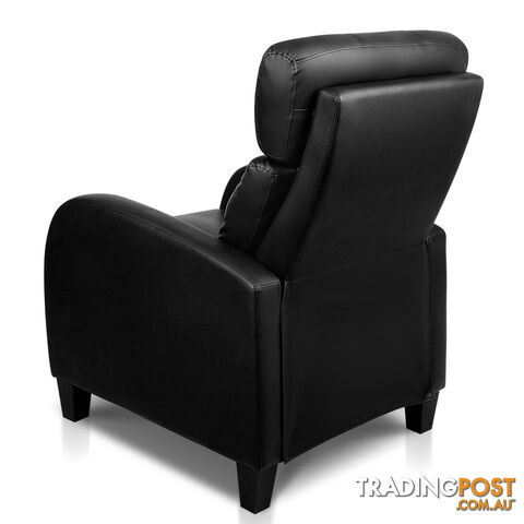 Faux Leather Armchair Recliner - Black