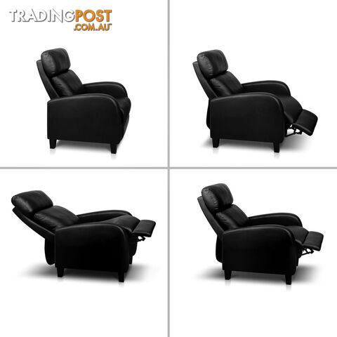 Faux Leather Armchair Recliner - Black