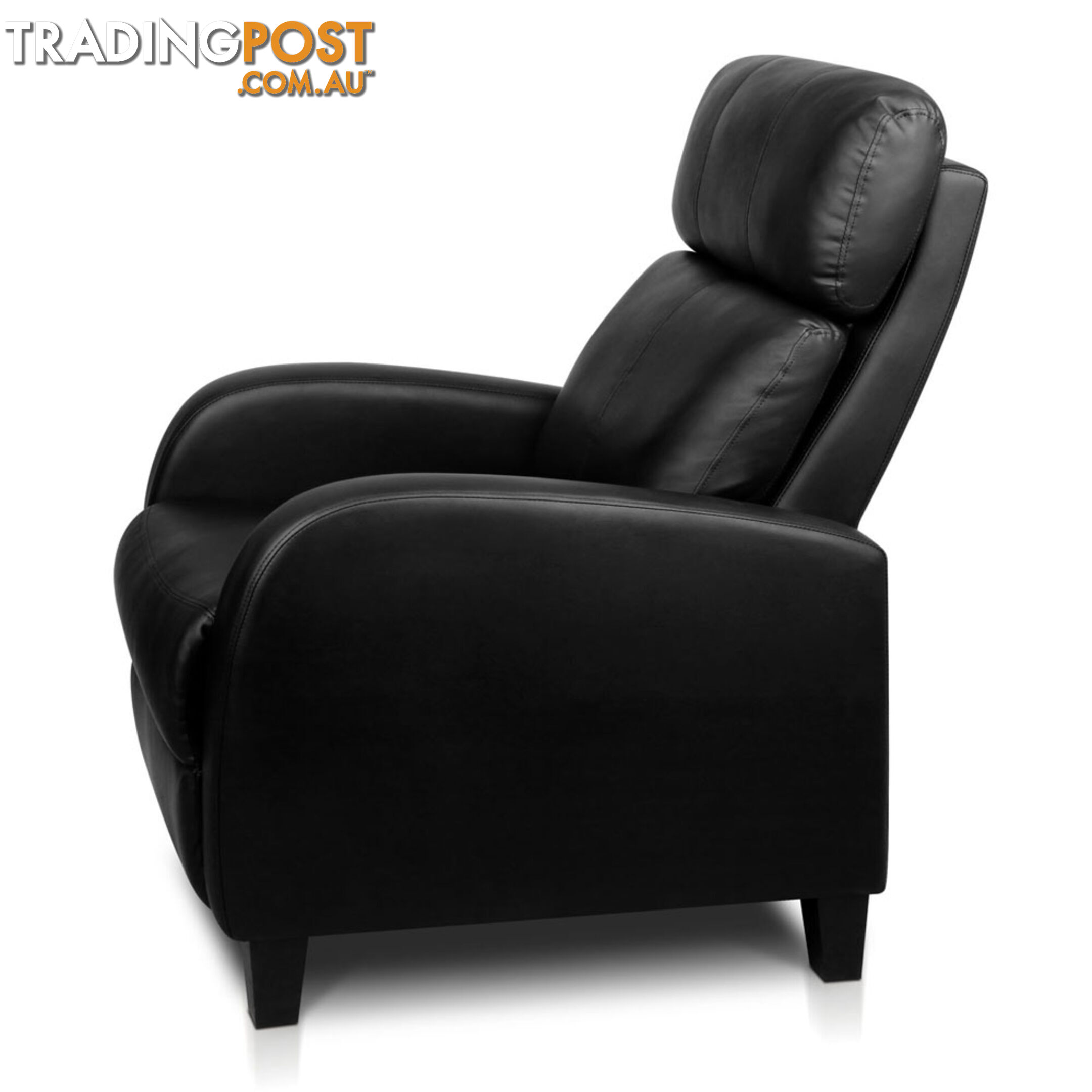 Faux Leather Armchair Recliner - Black