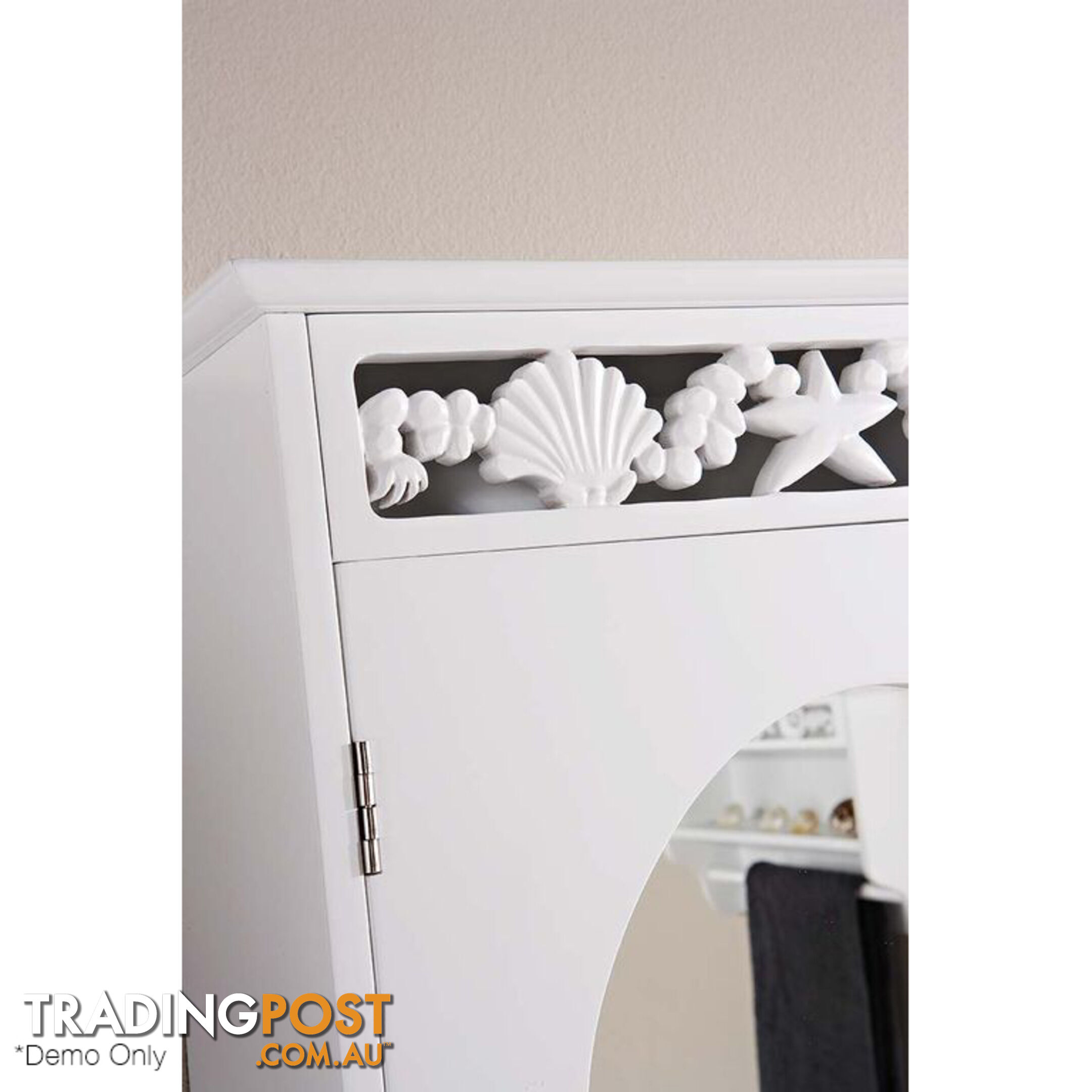 Coastal Mirrored Wall Cabinet in WHITE