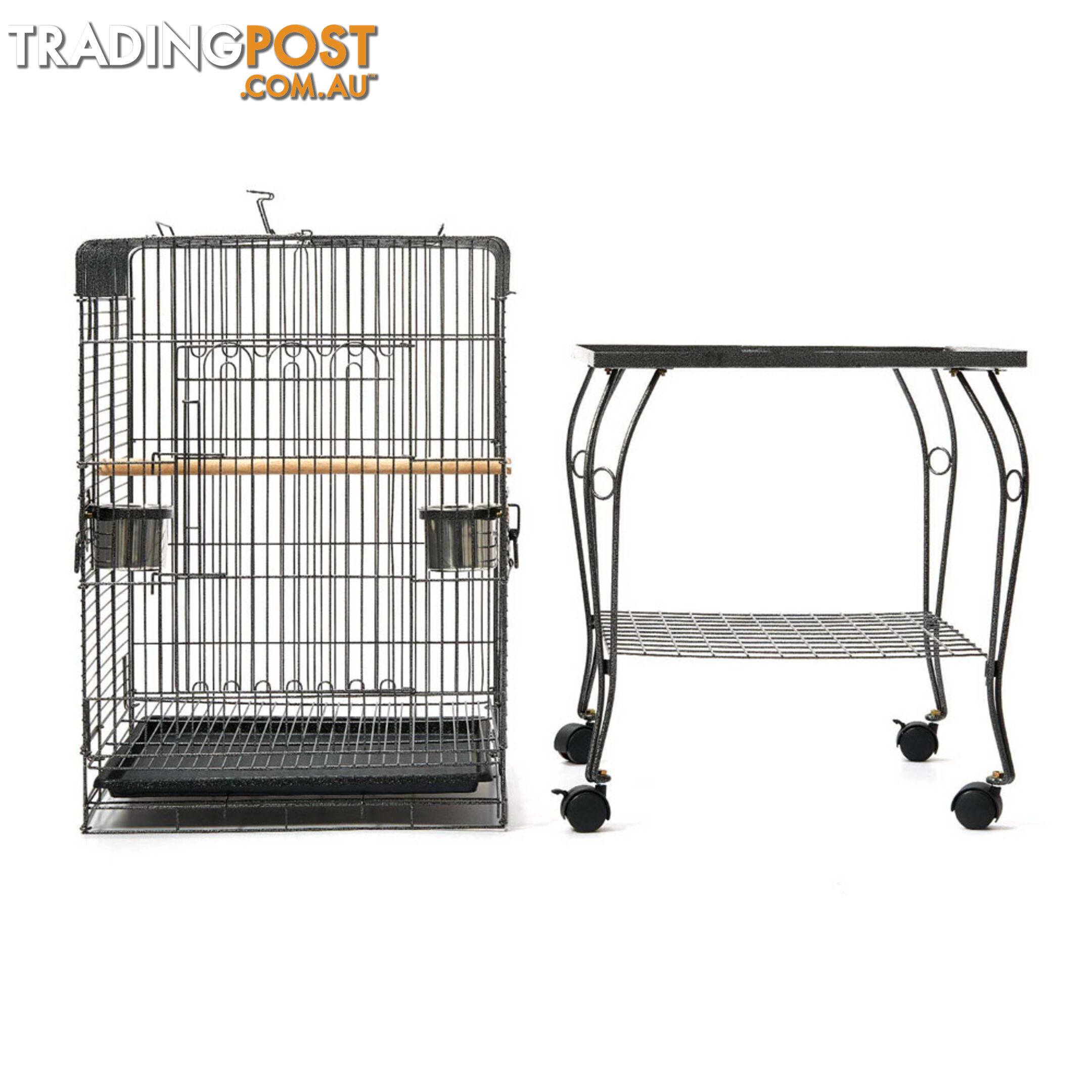 Parrot Pet Aviary Bird Cage w/ Open Roof 145cm Black