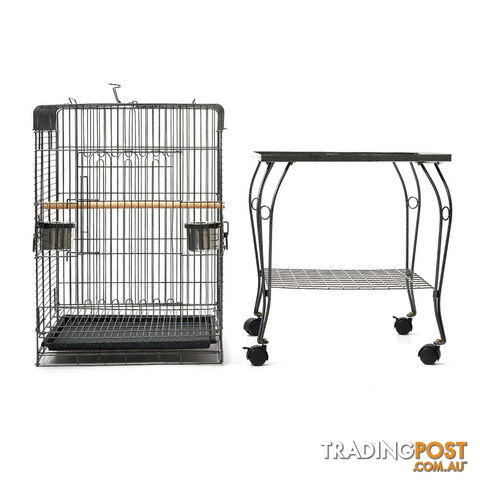 Parrot Pet Aviary Bird Cage w/ Open Roof 145cm Black