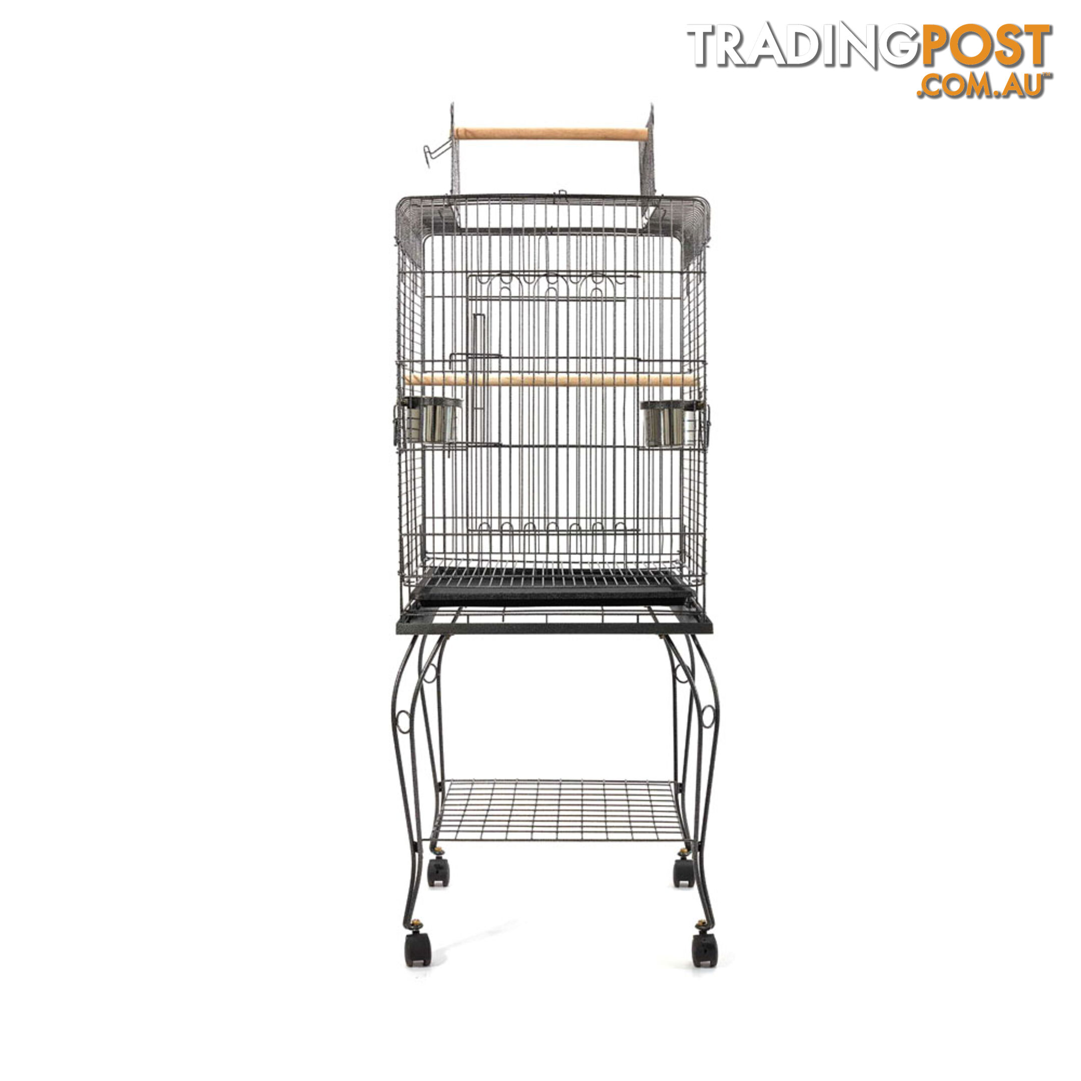 Parrot Pet Aviary Bird Cage w/ Open Roof 145cm Black