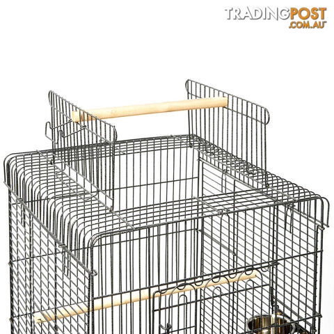 Parrot Pet Aviary Bird Cage w/ Open Roof 145cm Black