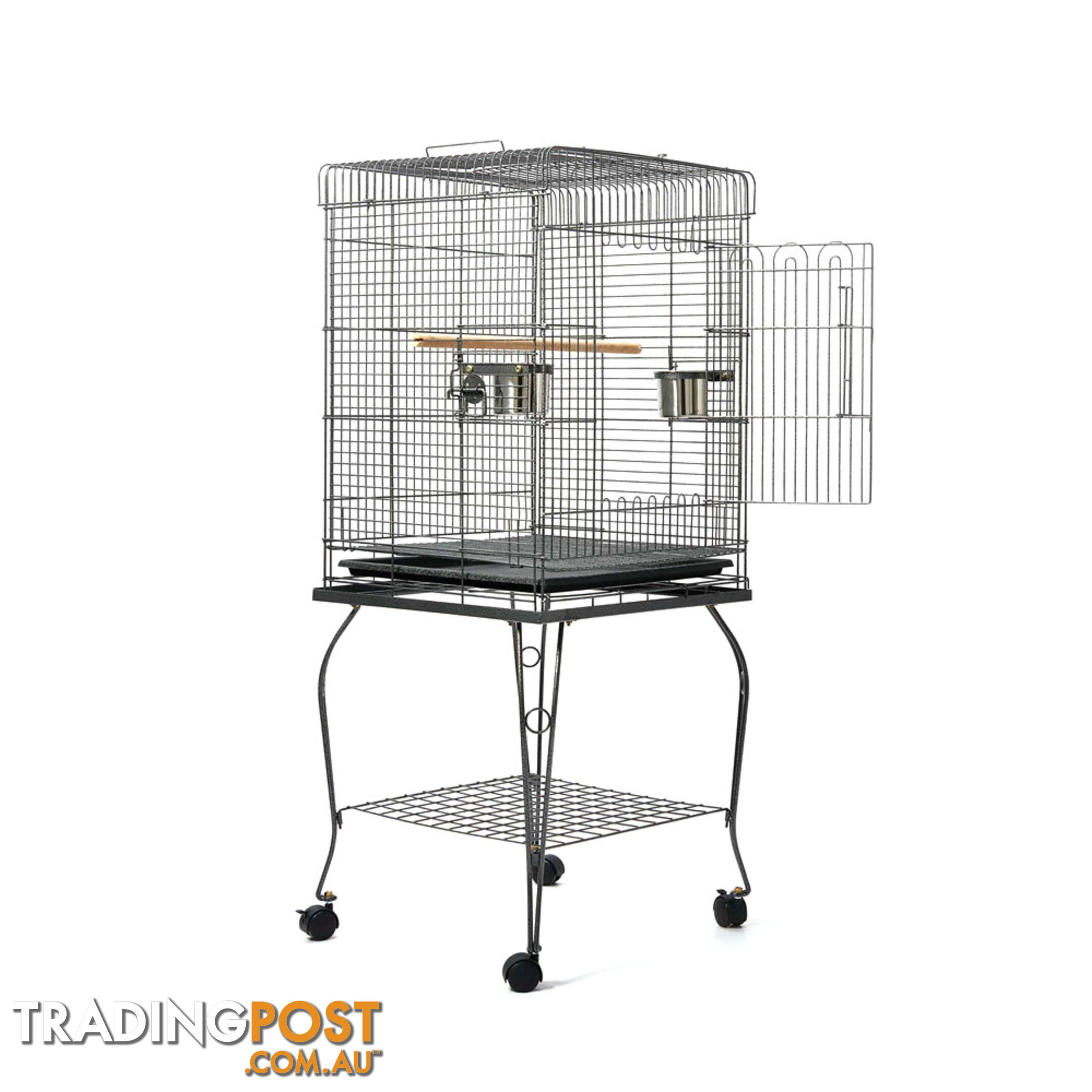 Parrot Pet Aviary Bird Cage w/ Open Roof 145cm Black