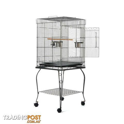 Parrot Pet Aviary Bird Cage w/ Open Roof 145cm Black